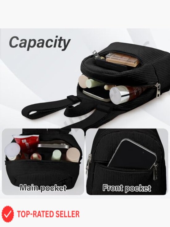 Mini Corduroy Backpack Small Backpack for Women Casual Daypack Lightweight main image 5